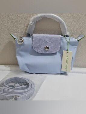 Longchamp Light Blue Mini Top-Handle Crossbody Bag